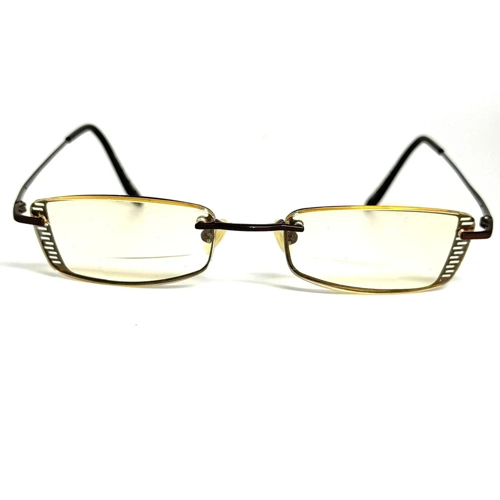 Norma Kamali 7236 Brown Eyeglass Frames Semi Rimless Rectangular  Eyewear